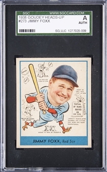 1938 Goudey Heads-Up #273 Jimmy Foxx - SGC Authentic